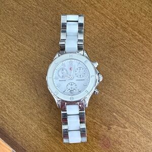 Michele Two-Tone Silver and White Women's Watch